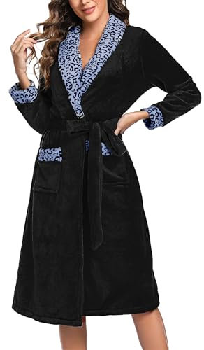 Marvmys Vestaglia Donna Invernale Pile Caldo Elegante Vestaglie Accappatoio Morbidissimo con Cintura e Tasca Stile B L