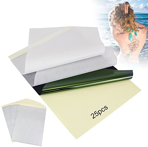 THATSRAD 25 Blatt Transferpapier Tattoo Papier Transfer Pauspapier DIN A4 Kohlepapier Stencil Papier drucker Matrizenpapier Carbon Thermoschablonenpapier 4 lagig Transferfolie Papier für Tattoo
