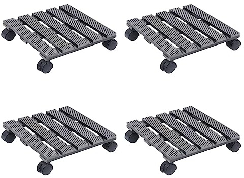 vidaXL Pflanzenroller 4 STK. Grau 30x30x7,5 cm WPC