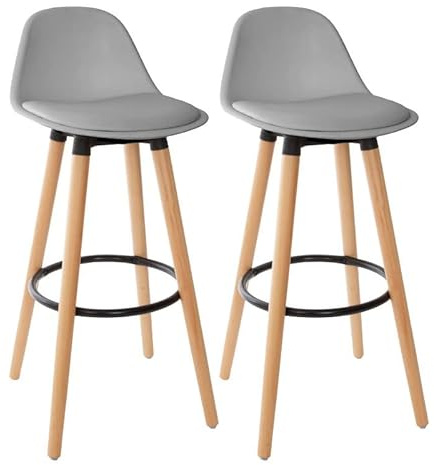 Lot de 2 tabourets bar déco style scandinave Maxon Atmosphera (2, Gris)