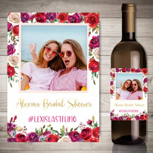 20 etiquetas adhesivas personalizadas para botellas de regalo con foto de vino, para añadir tu imagen, regalos de caramelos, etiquetas para botellas de regalo (B, 5 x 9 cm, 20 unidades)