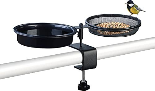 Royal Gardineer Vogelbad: 2in1-Vogeltränke und Futterstation mit Klemmhalterung (Vogelfutterbar, Vogelfutter Station, Gartendeko)