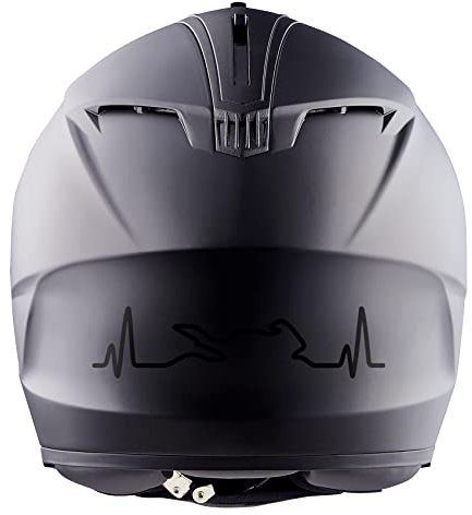 Finest Folia Aufkleber Herzschlag Bike 2 Stück je 12,2x3cm Sticker für Motorrad Auto Motorradhelm Motorradaufkleber Kfz Zubehör selbstklebend K158 (Schwarz)