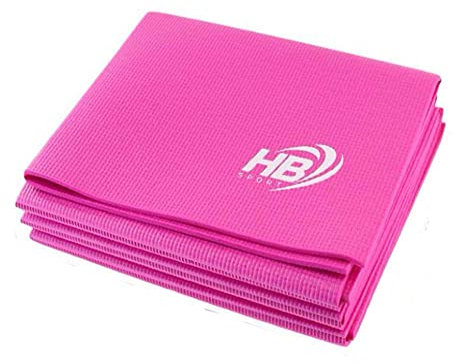 Vetrineinrete® Tappetino yoga pieghevole 173x61 antiscivolo tappeto palestra fitness aerobica pilates ginnastica spessore 4 mm (Rosa)