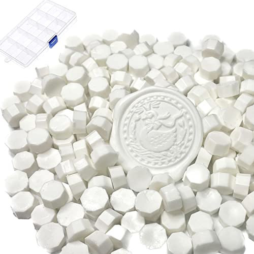 YOKIOU 220 Stück Siegelwachs Perlen Weiß White Siegel Perlen Set Wachs Siegel Stempel Umschlägen für Basteln von Briefmarken Geschenkverpackung (white 1)