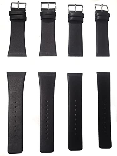 NZZXTO Replacement Leather Watch Band for Skagen Unisex Watches with Screw (14mm Black