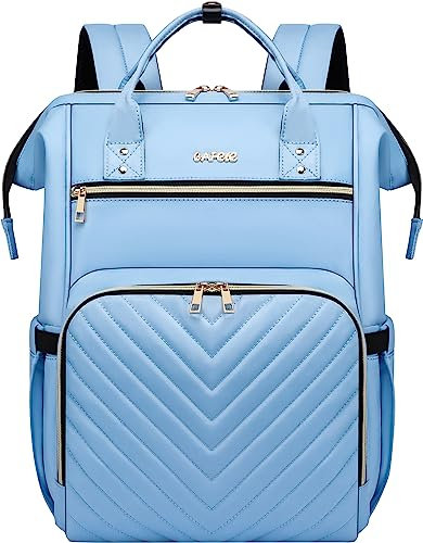 CAFELE Sac à dos pour ordinateur portable, sac à dos pour ordinateur 17 pouces, sac de travail enseignant - médecin - infirmière, sac d'école universitaire design à large ouverture, bleu