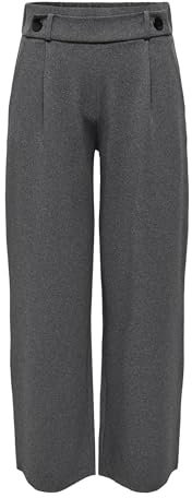 JdY Geggo New Long Pant JRS Noos Pantalon plissé, Mélange de Gris Moyen/détail : Boutons Noirs, 32 Femme