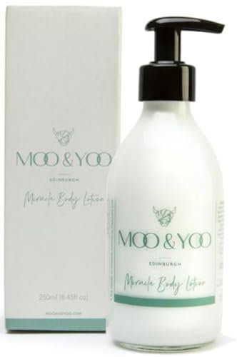 Moo & Yoo Miracle Body Lotion - Marula Oil & Icelandic Moss - Moisturising Cream for Men & Women - Natural Skin Care - Vegan & Cruelty Free - 250ml Recyclable Glass Bottle