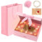 Idota Geschenkbox mit Deckel, Geschenkschachtel Schwarz, Geschenkkarton mit Schleife, Tasche, Farbband, Licht, Raffia, Grußkarten,Geschenkboxen für Hochzeit Geburtstag Weihnachten Jubiläum (Rosa)