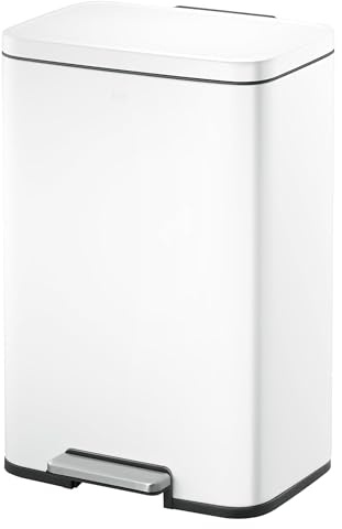 EKO Madison Cubo de Basura para Cocina 50 L con Pedal Blanco Mate | Cubo EKO Madison de 50 L en color blanco, con pedal, cierre suave, función stay-open y anillo estabilizador de bolsas.