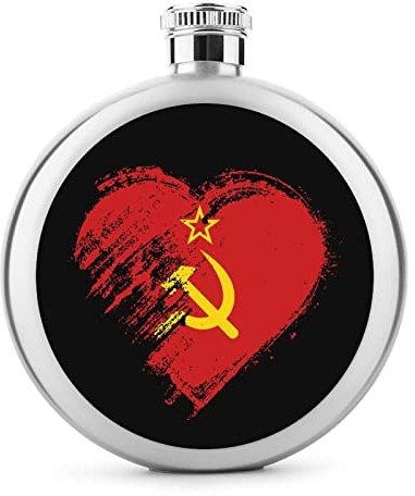 Petaca de acero inoxidable con diseño de corazón de la Unión Soviética con la bandera de la URSS de 5 onzas, a prueba de fugas, botella de vino para regalos de fiesta de boda