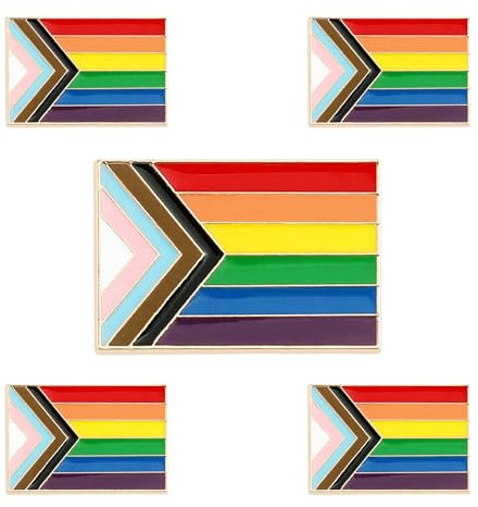 Pin Regenbogen Flagge stolz Hillylolly 5 Stück Regenbogen Pins Set, Gay Pin Metall, Regenbogen Anstecker Lgbtq, Pride Brosche, Brosche Flagge, anstecker für Kleidung und Blazer (Progress Pride)