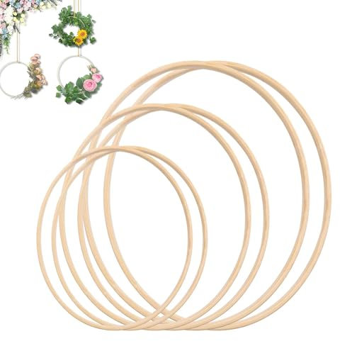 ZXCHOME 6 Stück Ringe zum Basteln,Holzringe zum Basteln, Makramee Ringe für Wickeltechnik, Traumfänger, Floristik, Hochzeitskranz