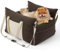 Lesure Hundesitz Auto kleine Hunde - wasserdichter und waschbarer Hunde Autositz mit Aufbewahrungstaschen, ansteckbarer Sicherheitsleine und verdickter Memory-Schaum-Füllung, 58x56x33cm, braun
