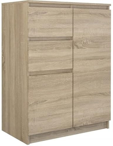 Oggi Lugo 2D2S Kommode in Sonoma-Eiche, 80 cm breit, 2 Türen, 2 Schubladen, modernes Design, Aufbewahrungsmöbel, wohnen, Schlafzimmer, Esszimmer