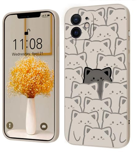 Kreative Cartoon Silikon Softcase Kompatibel mit iPhone 11 Hülle, [Katze Pattern] Anti-Fall-Schutzhülle,weiß