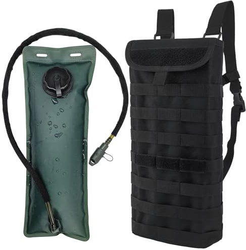 EASY BW Tactical MOLLE Hydration Pack Carrier Backpack with 3L Water Bladder for Outdoor Sports, Black