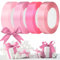 Lot de 4 rouleaux de ruban de satin de 20 mm - Ruban décoratif pour mariage, décoration de cheveux, pour Saint-Valentin, Noël, anniversaire, mariage, baptême - Rose