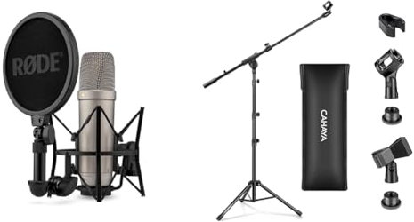 RØDE NT1 5a generación Micrófono Condensador Gran Diafragma Salidas XLR y USB Soporte de Micrófono 2 en 1 con Brazo y Base de Trípode