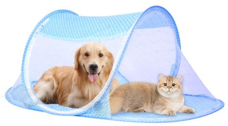 Tente D'extérieur pour Animaux de Compagnie Tente en Maille pour Chat Pliable Respirante pour Chats et Petits Animaux 108x60x40cm