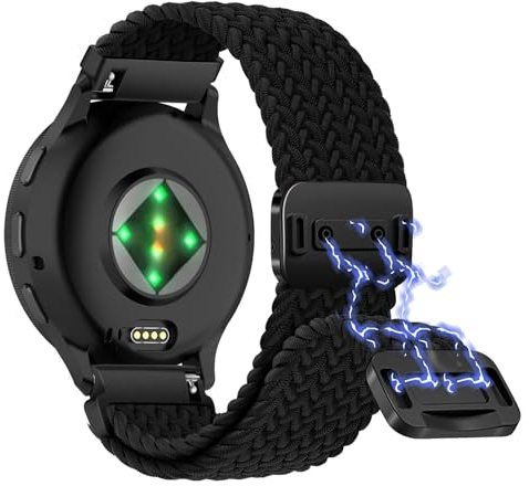 Niboow 22mm NylonArmband für Huawei Watch GT 7/GT 7 Pro/GT 6/GT 6 Pro(46mm) | für Garmin Venu 4/3 45mm/Forerunner 570 47mm/265/255 Music, Geflochtenes Magnetverschluss 22mm Ersatzarmbänder, Schwarz