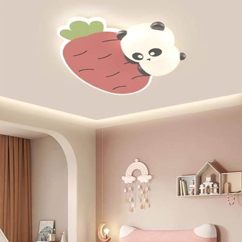 Harpochten Kinderzimmer Deckenleuchte Moderne LED Deckenlampe Mit Fernbedienung Junge Mädchen Schlafzimmer Deckenbeleuchtun Dimmbar 3000K-6000K Panda-Stil Cartoon Kinder Wohnzimmer Kronleuchter(Pink)