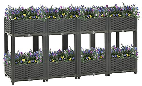 Iiaky Lit surélevé 160x40x71 cm Polypropylène,Bordure Pierre,Kit Gabion,Gabion Jardiniere