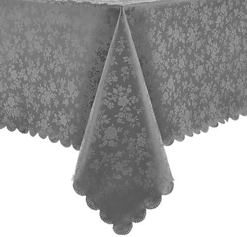 Romanstile Tischdecke Outdoor 240x140 Wachstischdecke 350GSM wasserdicht Gartentischdecke Wetterfest grau Tischtuch abwaschbar pflegleicht Table Cover Deko für Esstisch,Party,Geburtstag