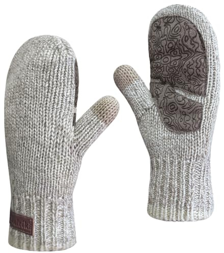 Jökulríki Herren Ragg Wool Mittens Sherpa gefüttert kaltes Wetter Touchscreen stricken Mitt warm für Winter
