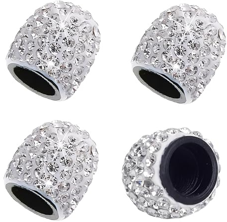 Esshogo 4 PCS Universal Auto Ventilkappen, Kristall Diamant Glitzer Strass | Reifen Ventilkappen Abdeckung, Reifenkappe für Zubehör für Motorräder, Fahrräder, Autos