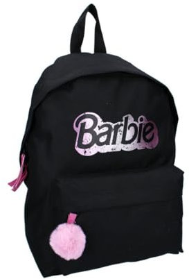 mybagstory Barbie - Mochila para niña, color negro, para niños, escuela primaria, guardería, mochila para niña, talla 37 cm, tirantes ajustables, idea de regalo, Barbie - Negro, enfant