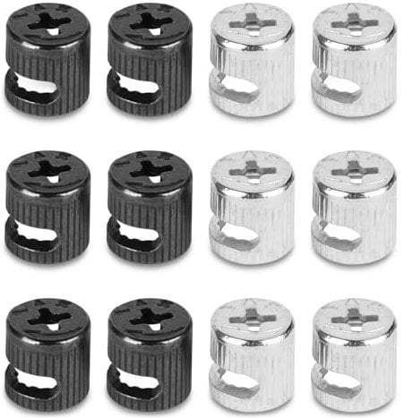 12PCS Furniture Cam Lock Fittings, Metal Connecter Cam Lock Nuts for Cabinet, Screw Eccentric Fasteners for Drawer Wardrobe, Joint Connector Furniture Connecter tool for Dresser Wardrobe