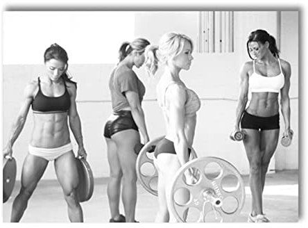 Nordische Sportfrau Wandkunst Fitnessraum Poster Kunstdruck Schwarz-Weiß Leinwand Modernes Fitnessstudio Wohnkultur