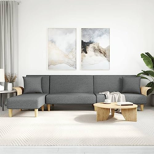 qohoio Schlafsofa in L-Form Dunkelgrau 279x140x70 cm Stoff Schlafsessel Mit Bettfunktion Schlaf Sofa