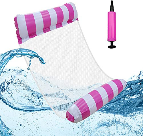 Wassermatratze, Luftmatratze Pool Wassersitz Pool Wasserhängematte Mit Netz Bade Hängematte, Pool Zubehör Spaß Erwachsene Luftmatratze Wasser (Rot)