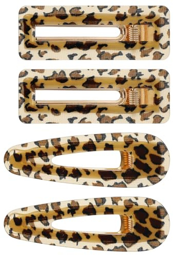 Mabor Lot de 4 barrettes à cheveux motif léopard pour femme, 2 styles, 6,7 cm/7 cm