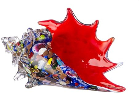 Glas Art Dekoobjekt Muschel - Mehrfarbig, rot - Breite 27,5cm - Glas - Dekofigur - Wohnaccessoire
