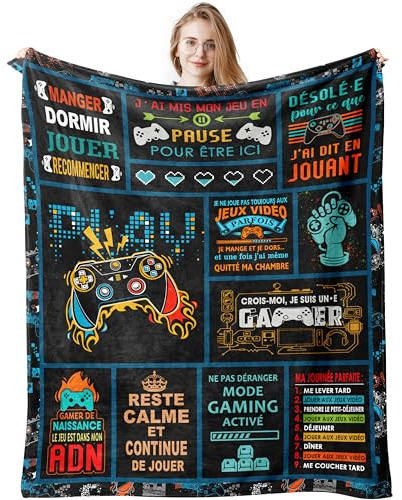 Cadeau Gamer, Couverture De Jeu Vidéo, Couverture Drôle Pour Homme, Cadeau Anniversaire, Idée Cadeau D'Anniversaire Pour Joueurs Homme, Adolescent, Garçon, Anniversaire Ou Noël Couverture 130x150CM