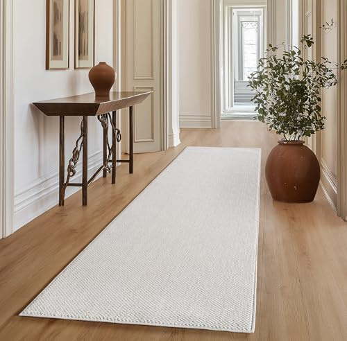SIMPEX Läufer Creme 80x250, Bouclé Skandi-Look für Moderne, warme Wohnräume, weich & pflegeleicht im Alltag ideal für Wohnzimmer, Essbereich & Schlafzimmer