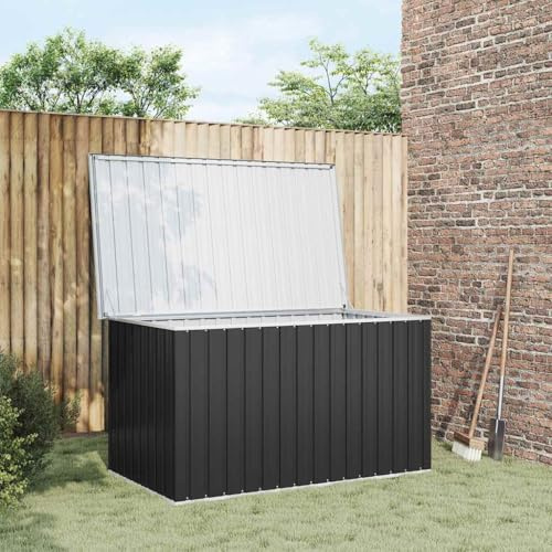 IKAYAA Gartenbox wasserdicht XXL Metall Gartenbox Auflagenbox Auflagenbox Kissenbox Werkzeugkasten Gerätebox Gartentruhe-Anthrazit-171 x 99 x 93 cm