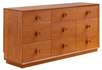 Anrichte Küchenschrank, Wandschrank, 9 Schubladen, aus Massivholz, Kirschbaum, Retro-Stil, ideal für Schlafzimmer, Wohnzimmer oder Büro, 160 x 40 x 75 cm, Barschrank
