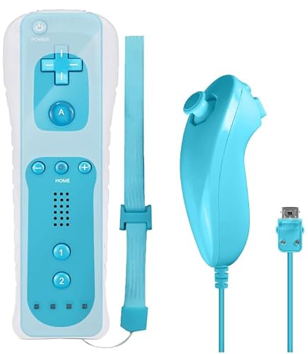 XPJBKC Nintendo Wii Controller, Motion Wii U Controller mit Silikonhülle und Handschlaufe, Remote Plus Wii-Remote für Wii/WiiU Konsole, Wii-Fernbedienung, Hellblau