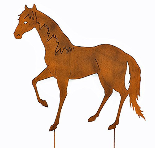 Unbekannt Gartenstecker Beetstecker Pferd braun Metall (922037) Gartendeko Gartenfigur