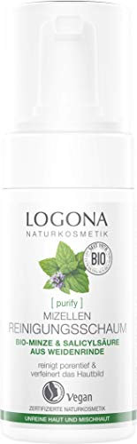 LOGONA Naturkosmetik Klärender Reinigungsschaum, Wirkt effektiv & ausgleichend, Mizellentechnologie