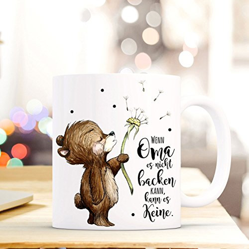ilka parey wandtattoo-welt Tasse Becher Bär & Pusteblume Geschenk Kaffeebecher mit Spruch Motto Zitat Wenn Oma... Ts568