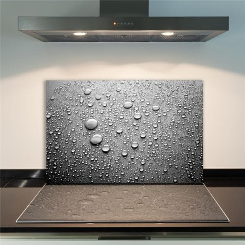 DAMU | Herdabdeckplatte Einteilig 80x52 Herdabdeckung Ceranfeld Glasschneideplatte Ceranfeldabdeckung Herdplattenabdeckung Kochfeld Abdeckung Schneidebrett Glasplatte Natur Regen Grau