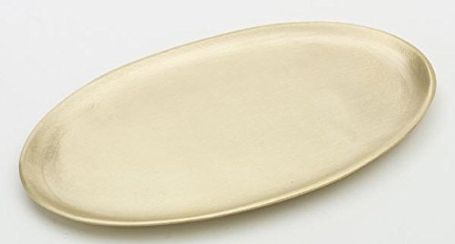 Kerzenteller oval 17 x 10 cm Messing Gold matt satiniert für Ovalkerzen, Ellipsen, Hochzeitskerzen, Taufkerzen