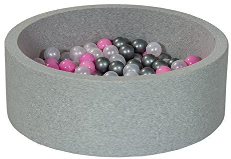 Velinda Piscine a balles pour Enfant, Aire de Jeu + 150 balles (Couleurs des balles: Perle, Rose Clair, Argent)