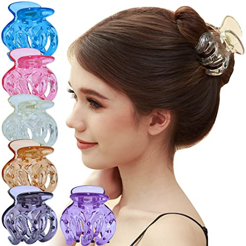 RC ROCHE 6 Stück Kürbis Haarklammer Oktopus für Damen Haarspange Haarklammern mit Ineinandergreifenden Zähnen Festem Griff Spinne Hochwertiger Klaue Klemme Mädchen, Medium Transparent Multifarben